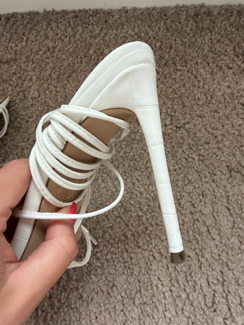 Steve Madden White Lace-Up Strappy Heels - Picture 10 of 13